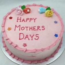 Mother's Day - Buttercream with Fondant Flowers, Ruffled Border (D, V)